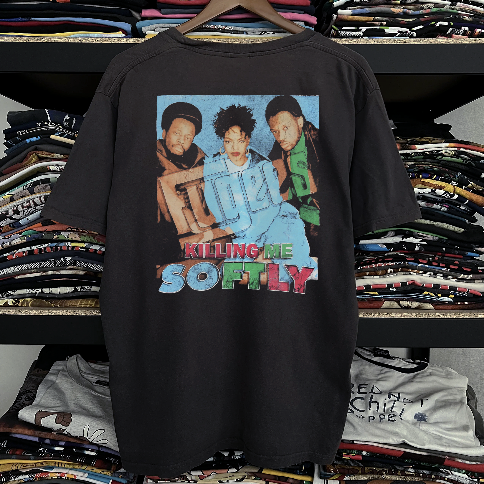 Rare The Fugees The Score Washed Black Tee – Strike Anywhere Vintage Rare The Fugees The Score Washed Black Tee – Strike Anywhere Vintage