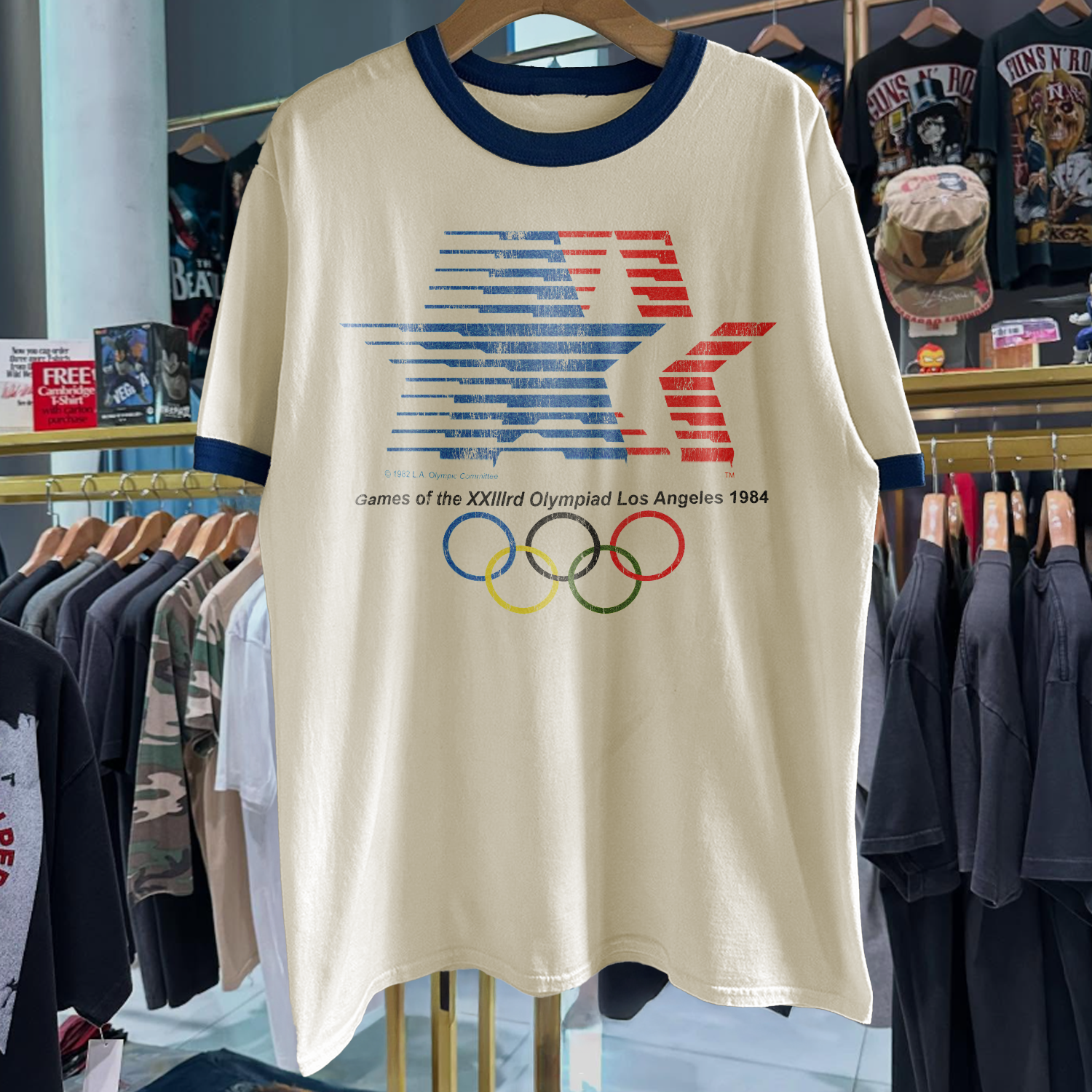 '84 SUMMER OLYMPICS PROMO NATURAL/NAVY RINGER