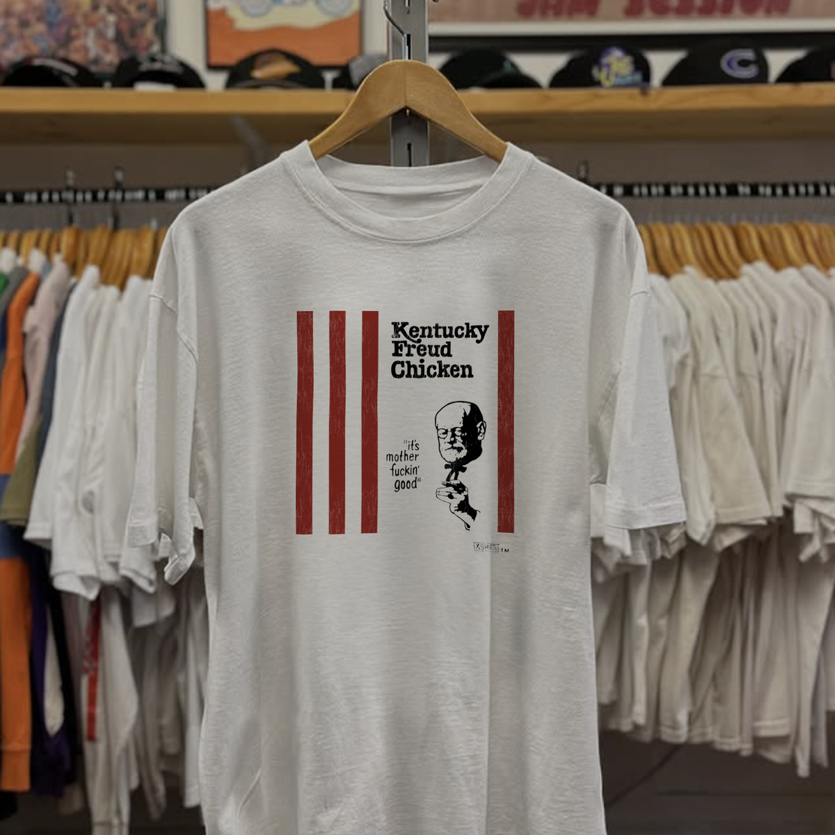 Rare Kentucky Freud Chicken Parody Washed White Tee