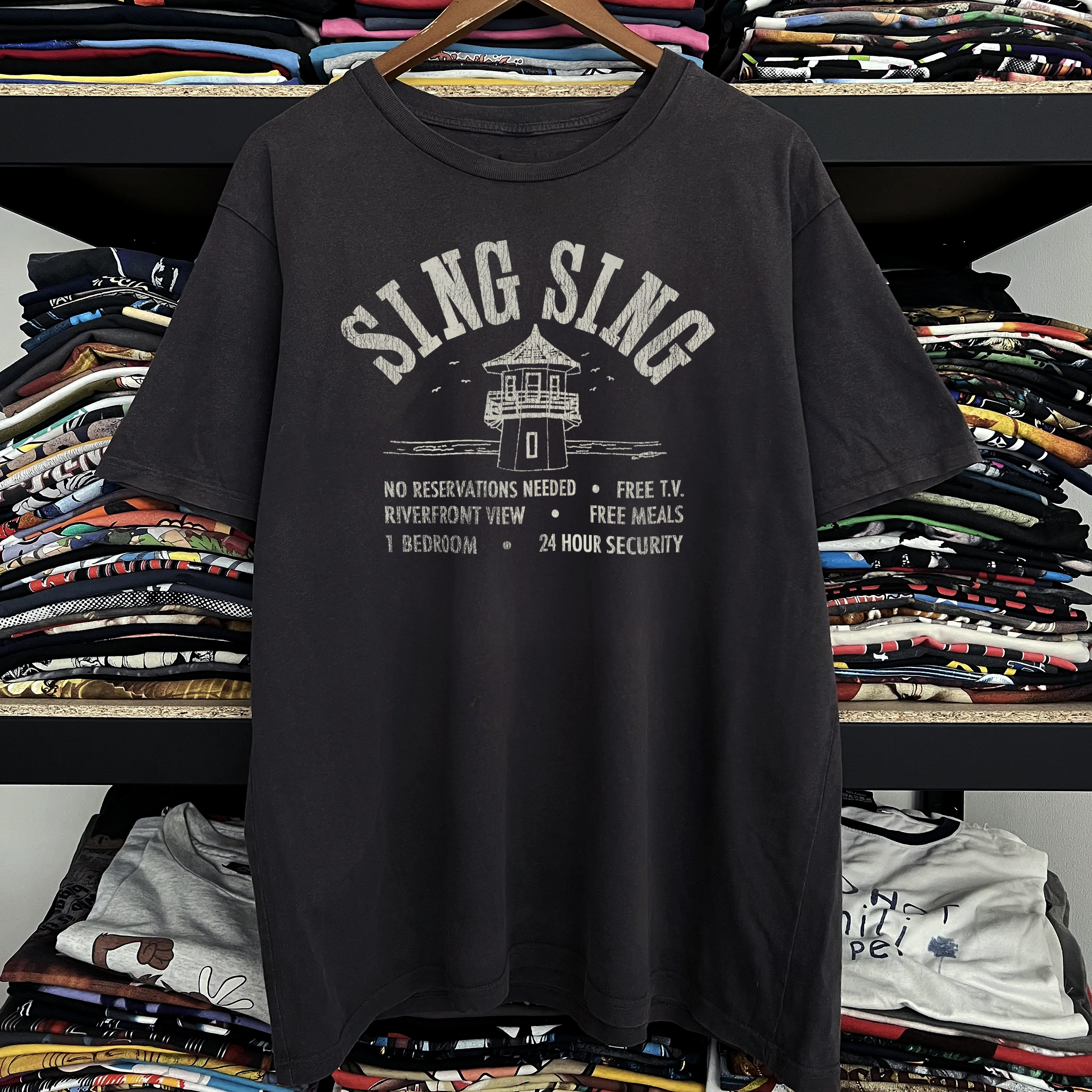 90s Sing Sing Prison Washed Black Tee