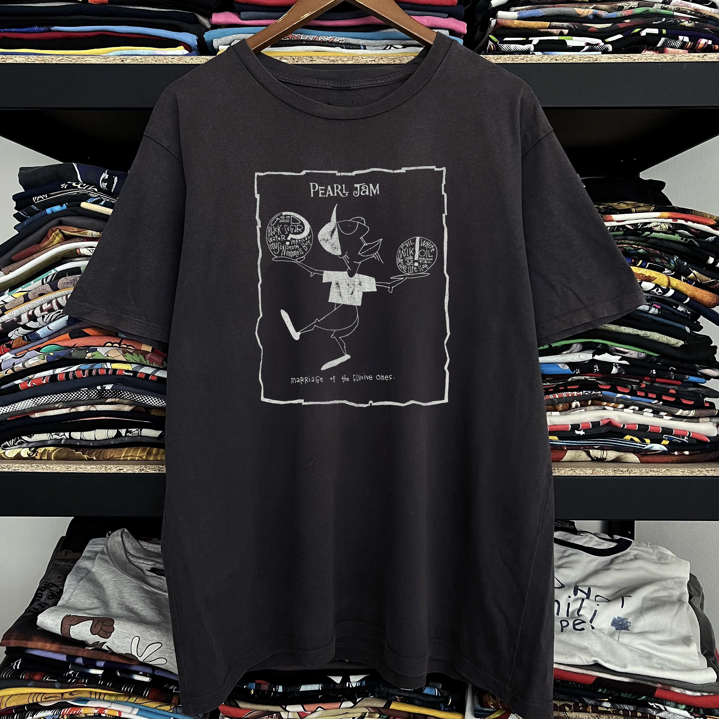 90s Pearl Jam Tour Washed Black Tee