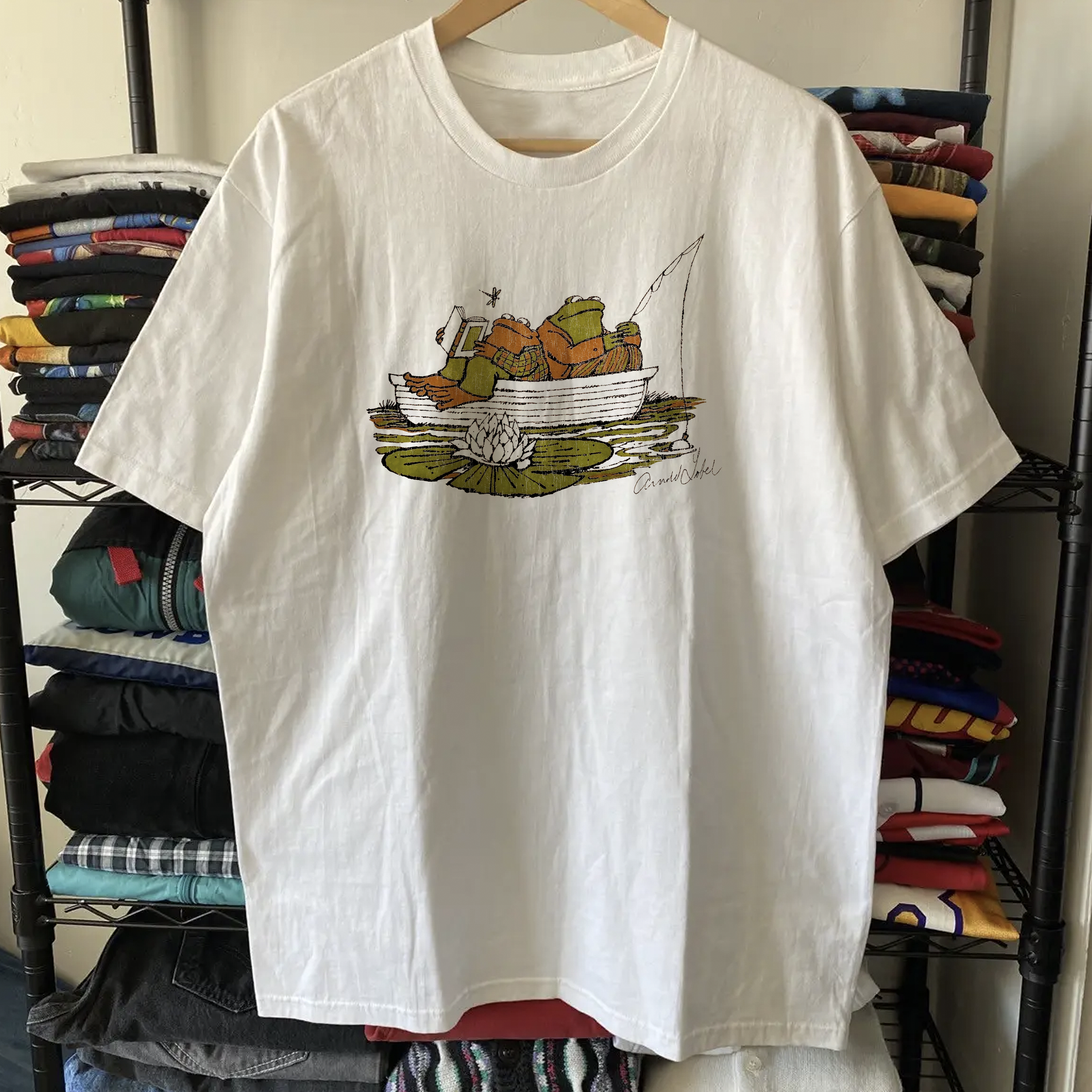 Rare Frog and Toad Are Friends Washed White Tee