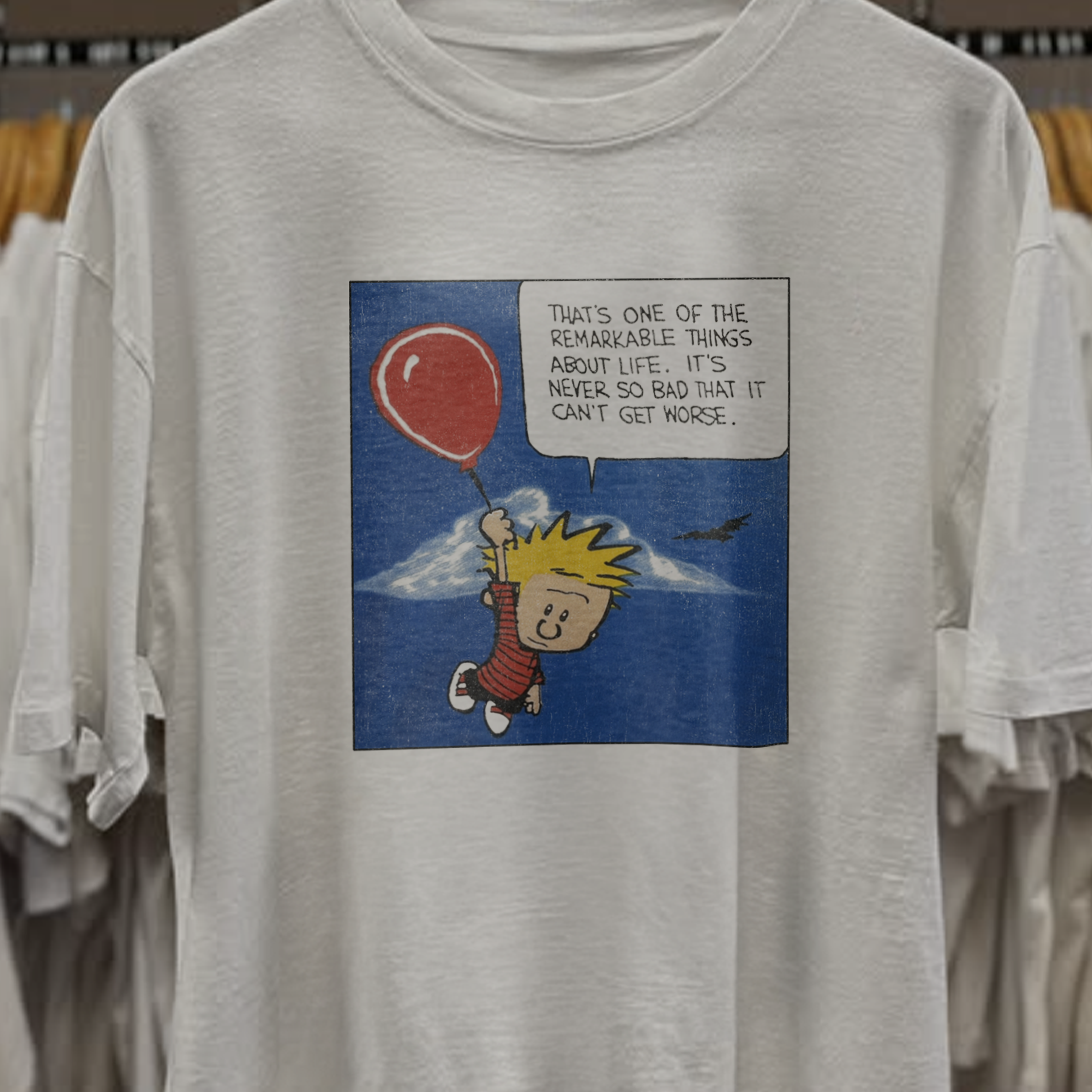 90s Calvin & Hobbes Life Washed White Tee