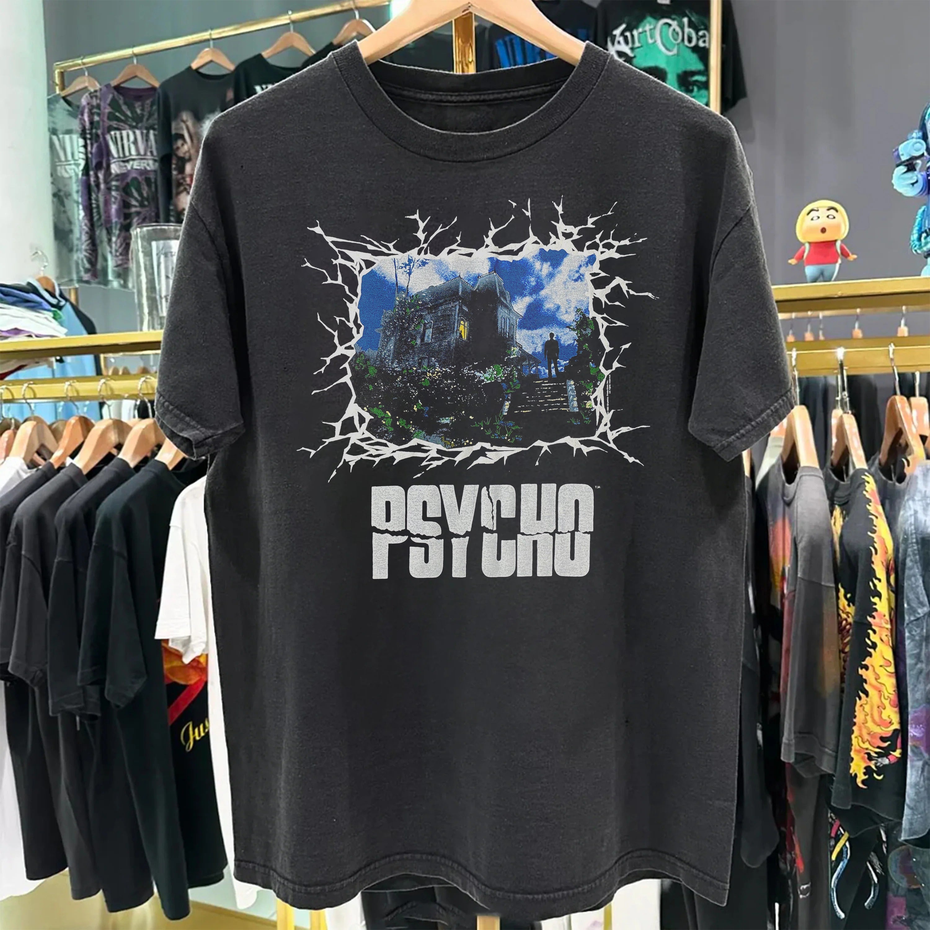 90S PSYCHO MOVIE BLACK T-SHIRT