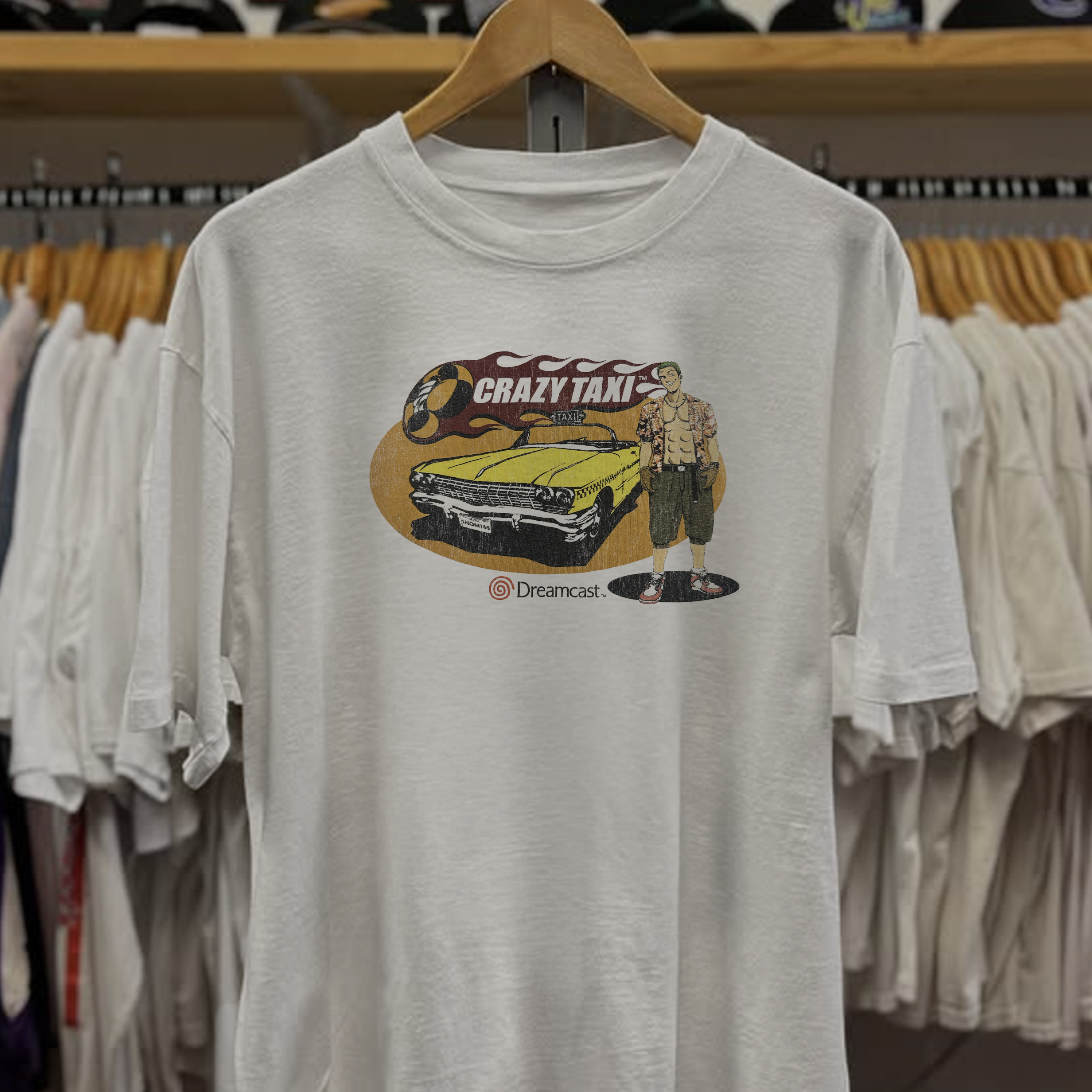 90s Crazy Taxi Dreamcast Washed White Tee