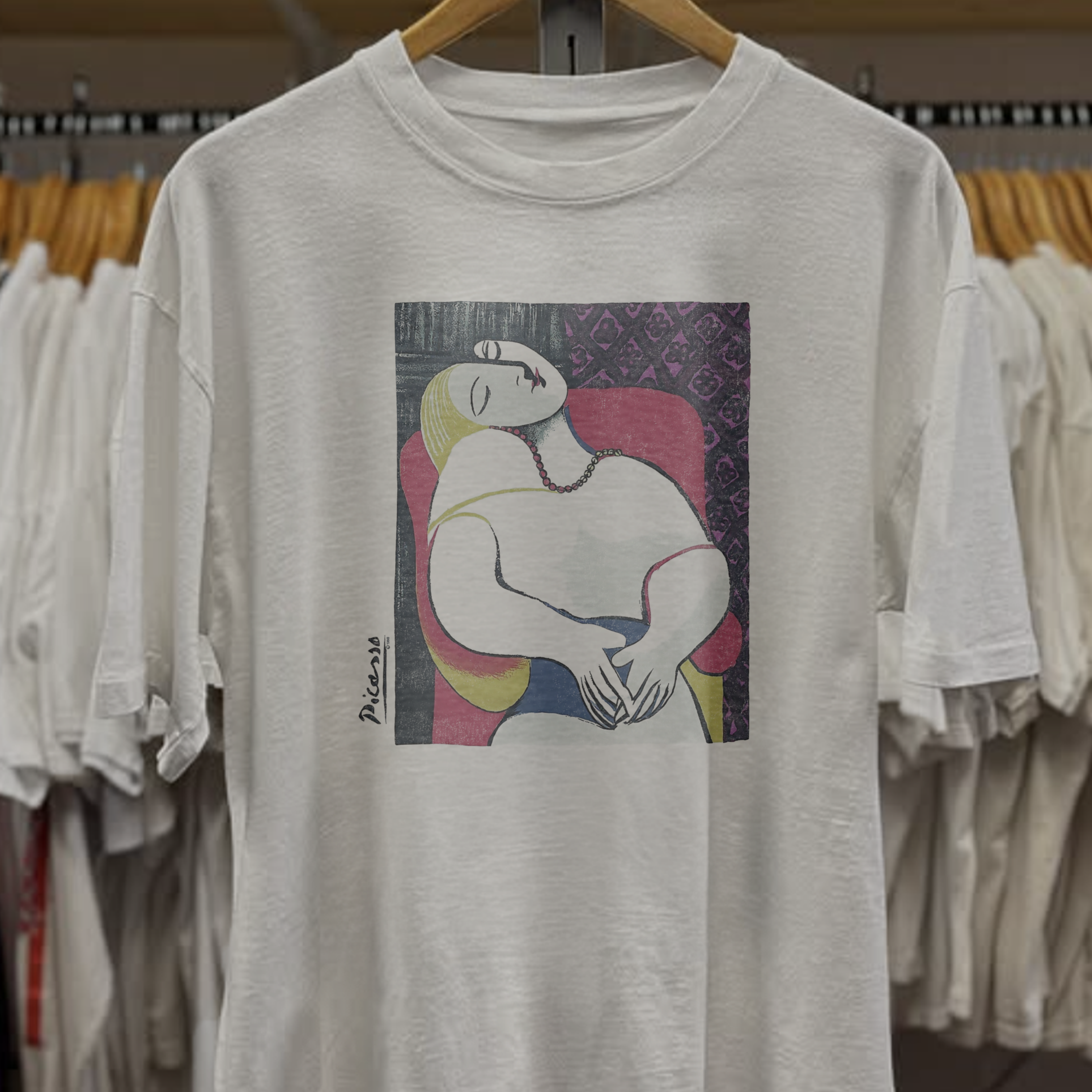 90s Picasso The Dream Washed White Tee