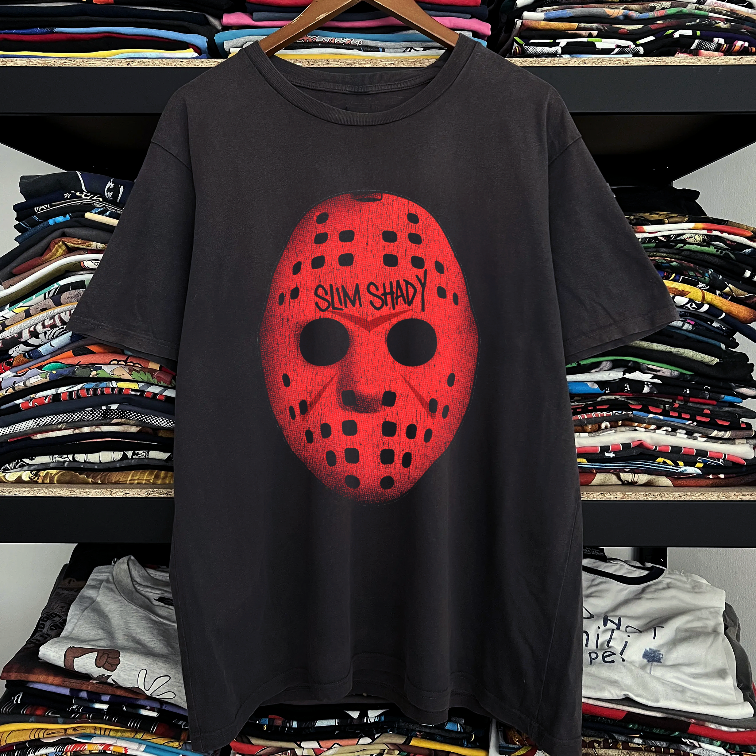 Slim Shvdy Mask Washed White Tee