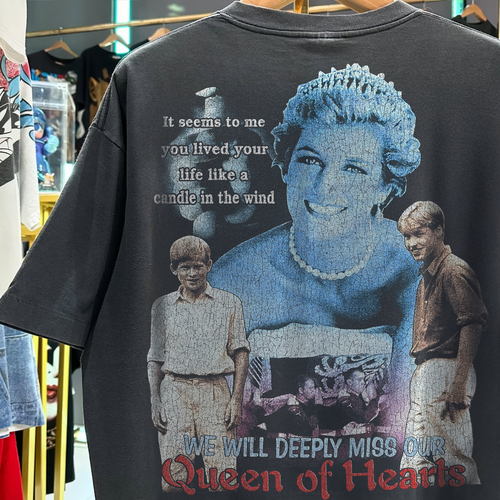 1997 Diana Princess Of Wales Grail Washed Black Rap T-Shirt 1997 Diana Princess Of Wales Grail Washed Black Rap T-Shirt