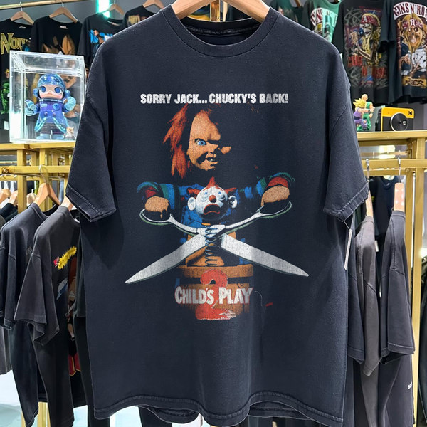 1990 Child's Play 2 Promo Rare Washed Black T-Shirt – Strike