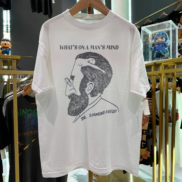 What's On A Man's Mind Tシャツ 90s 1992 Sigmund Freud 'What's on a Man's Mind Rare Washed White T
