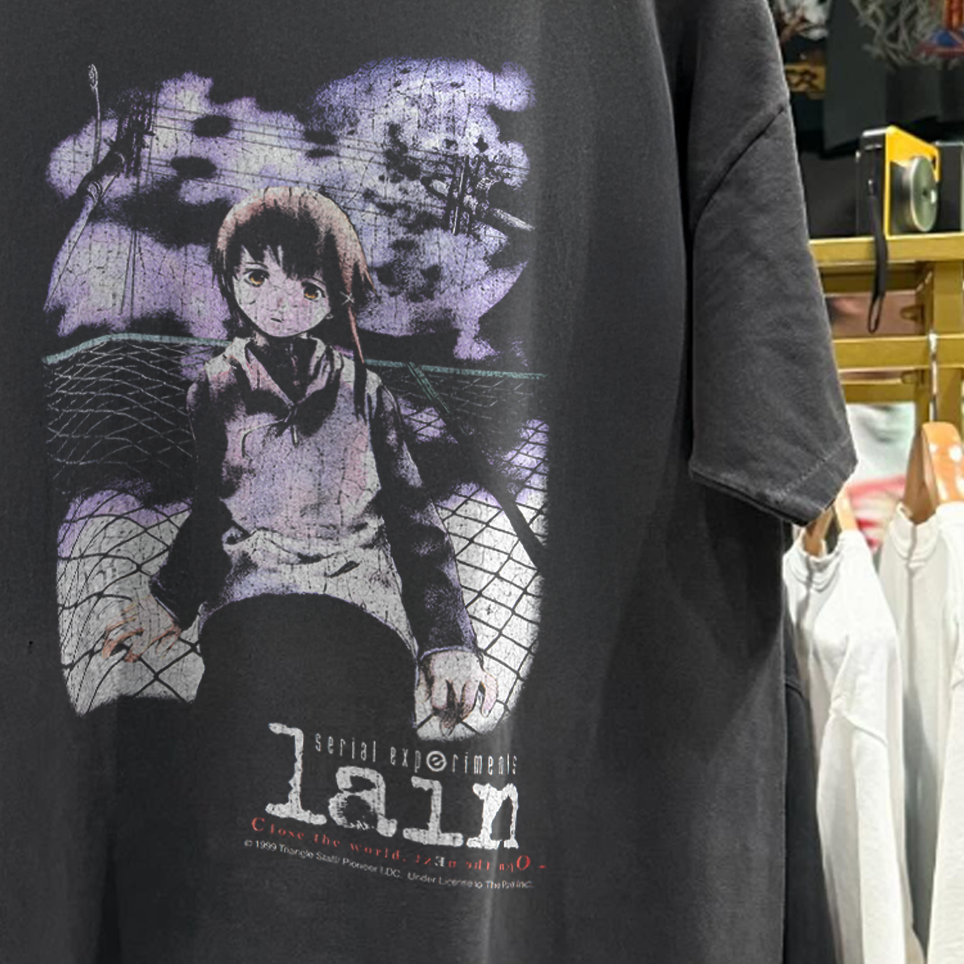 serial experiments lain ビンテージTシャツ 1999 SERIAL EXPERIMENTS 'LAIN' RARE WASHED BLACK T-SHIRT