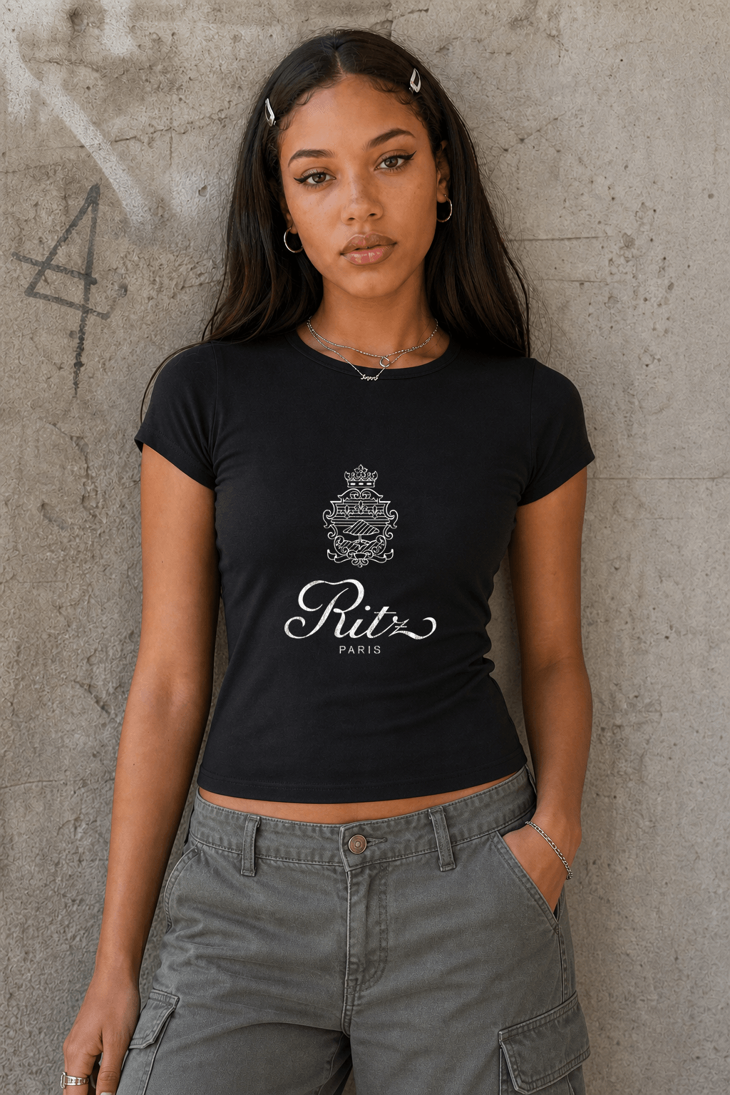 90's Ritz Paris Womens Black Tee