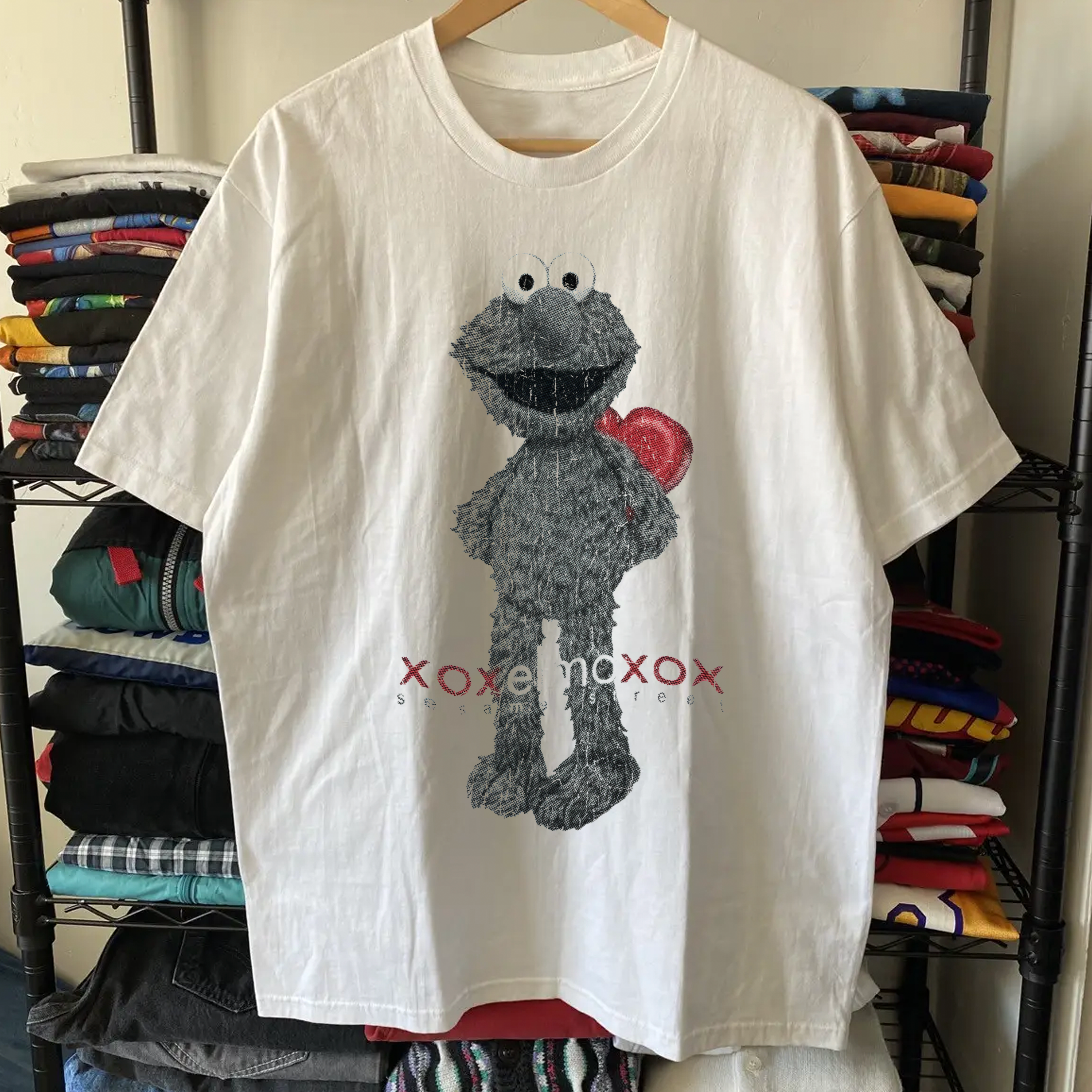 Rare Elmo Valentines Day Washed White Tee