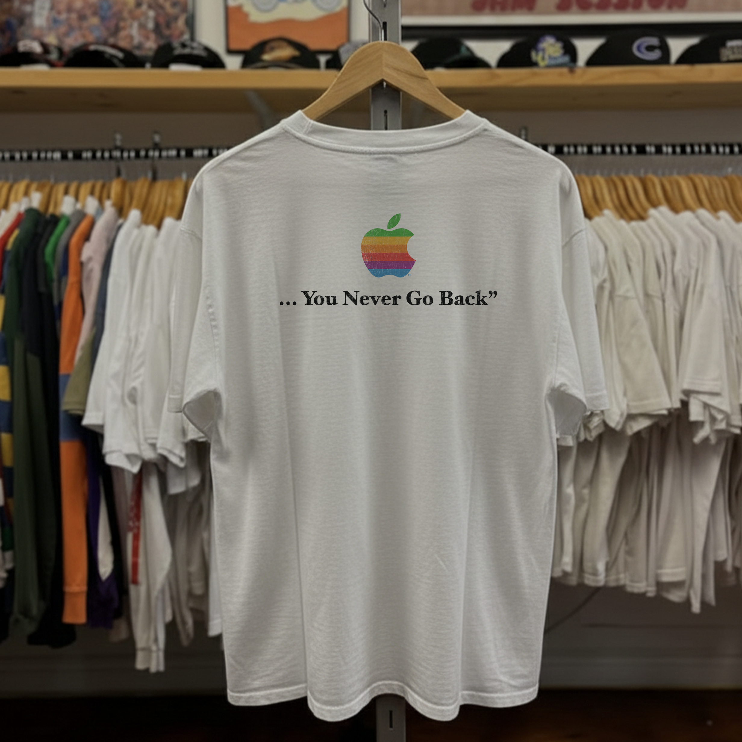 Rare Apple Once You Go Mac Washed White Tee
