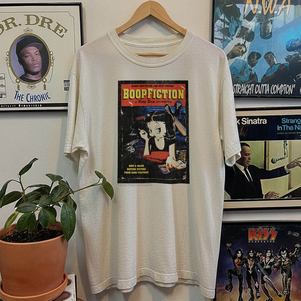 Rare Boop Fiction Parody Washed White Tee