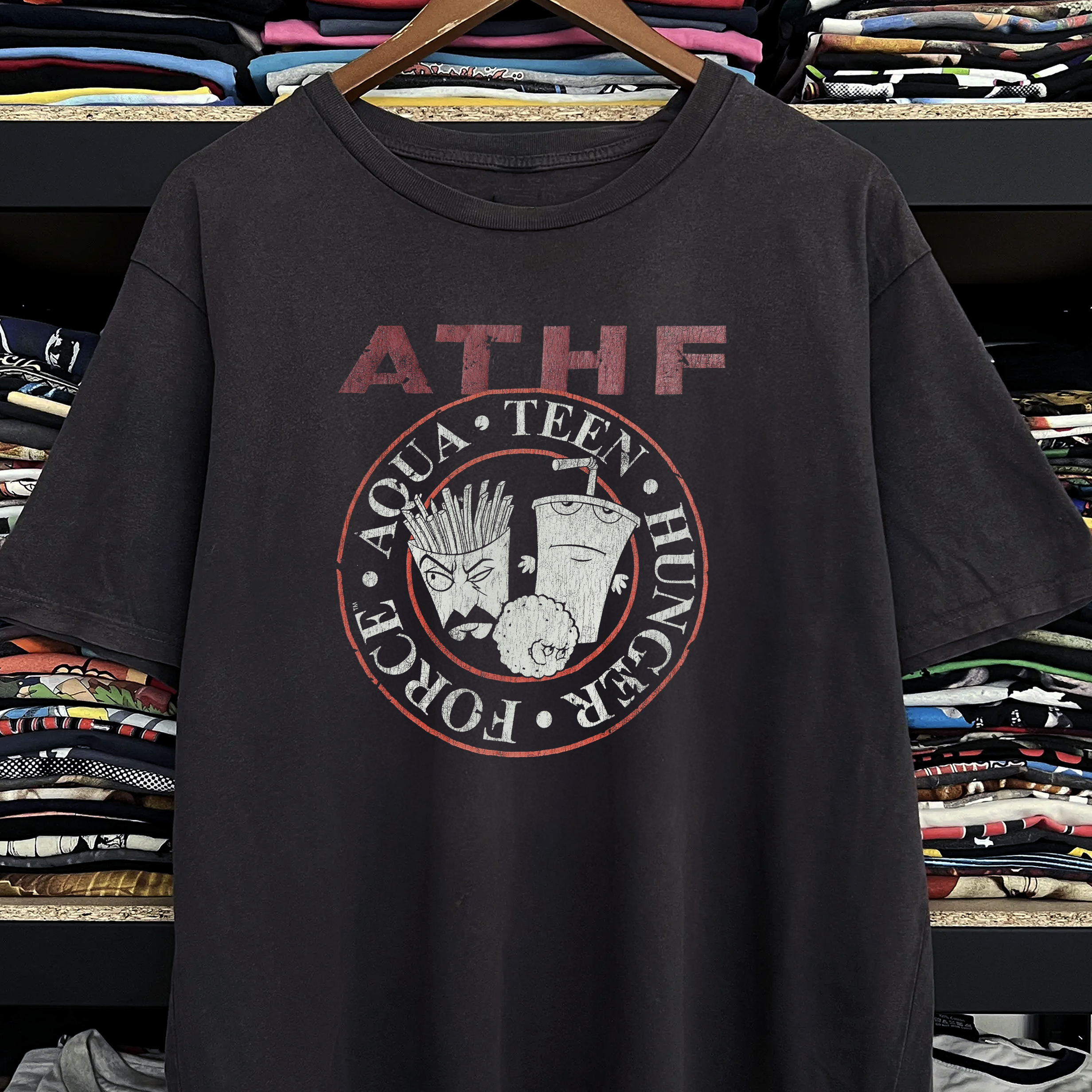 2005 Aqua teen Hunger Force ATHF Washed Black Tee