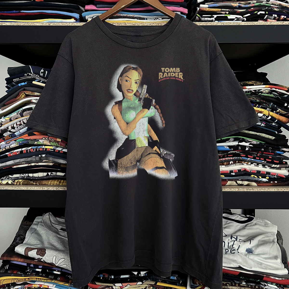 Rare Tomb Raider Lara Croft Washed Black Tee