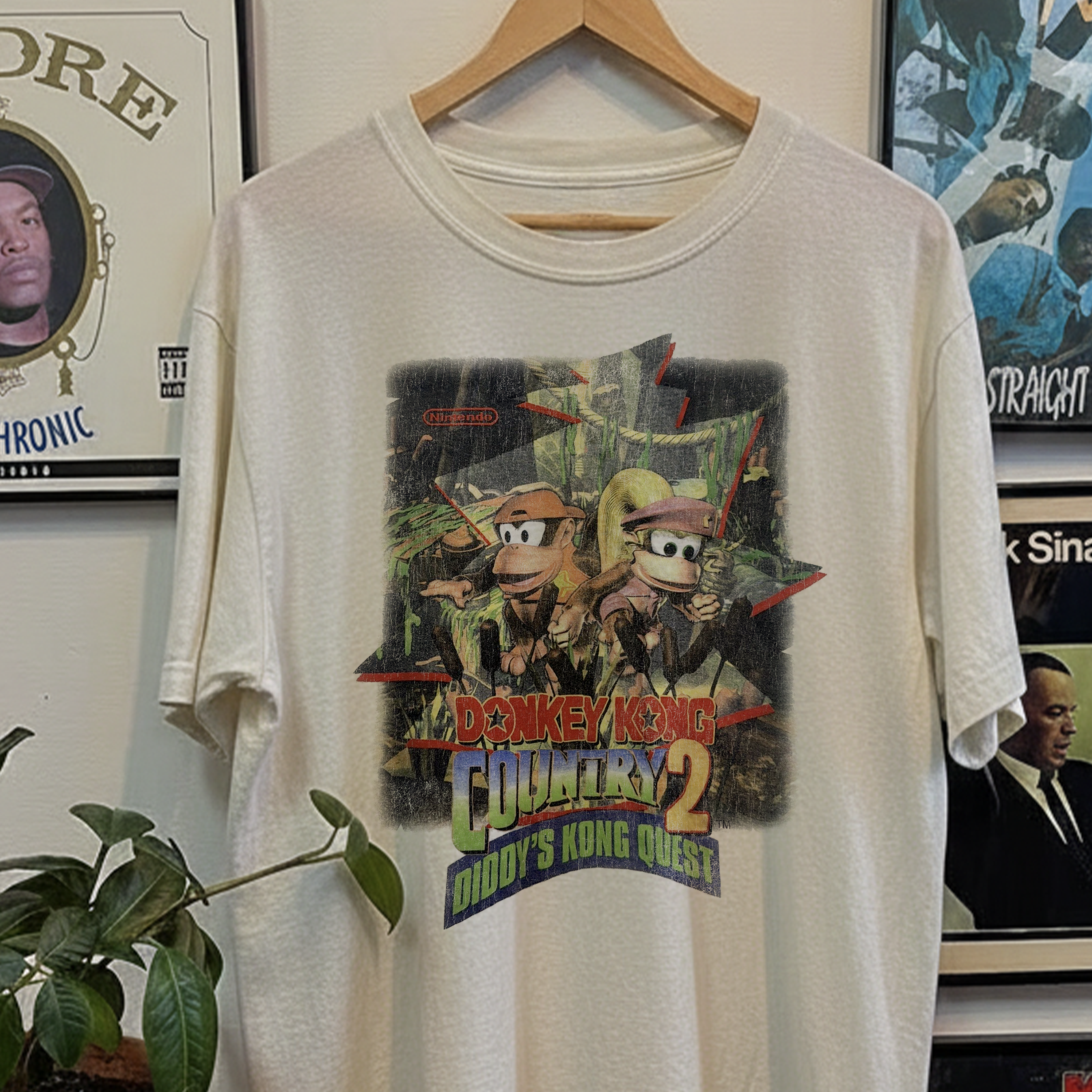 90s Donkey Kong Country 2 Diddy's Kong Quest Washed White Tee
