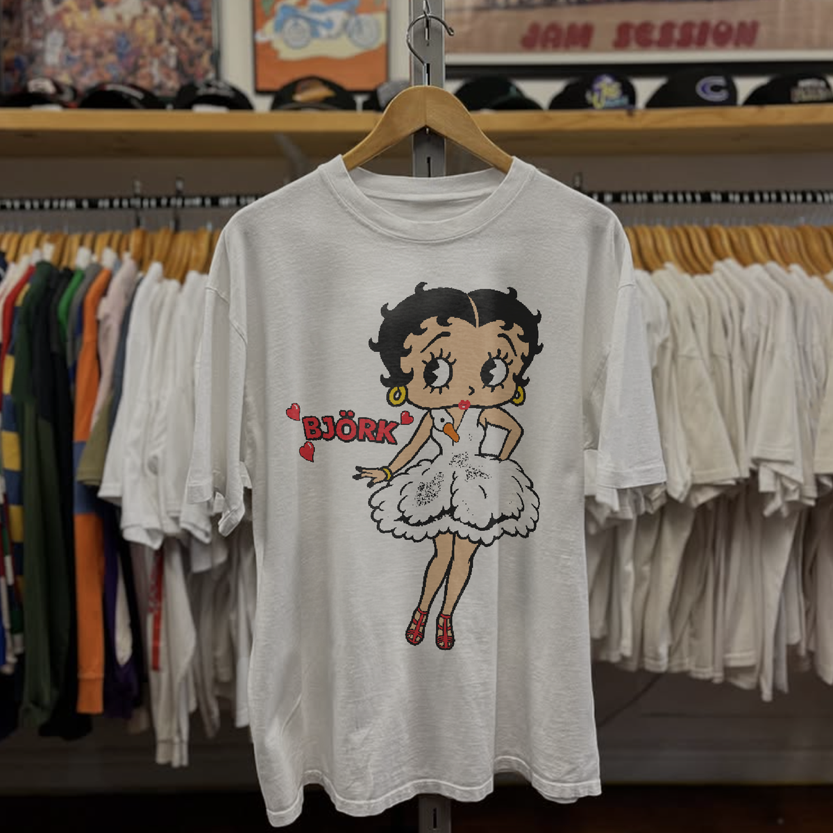 Björk Betty Boop Swan Dress Washed White Tee