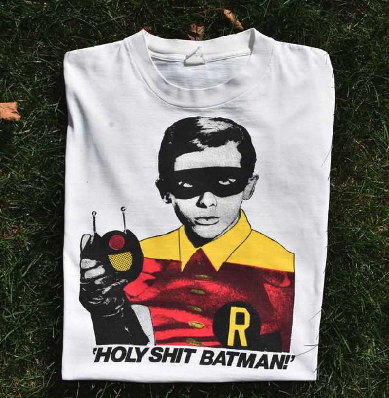 HOLY SH*T BATMAN - 80'S -90'S RARE VINTAGE WHITE T-SHIRT