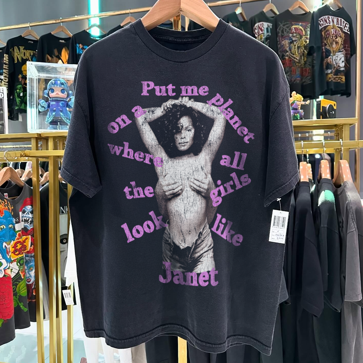 Planet Janet Vintage 00'S Rare Washed Black T-Shirt – Strike