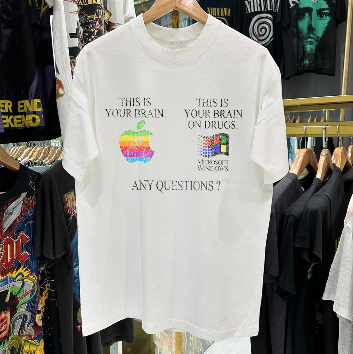 Computer Wars Brain On Drugs Computer Wars Vintage White T-Shirt – Strike Anywhere ...