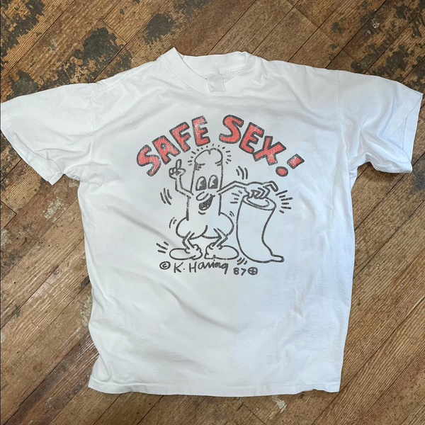 90s SAFE SEX Tシャツ ホワイト 古着Tシャツ】アート 90's SAFE SEX Design｜ヴィンテージ（古着