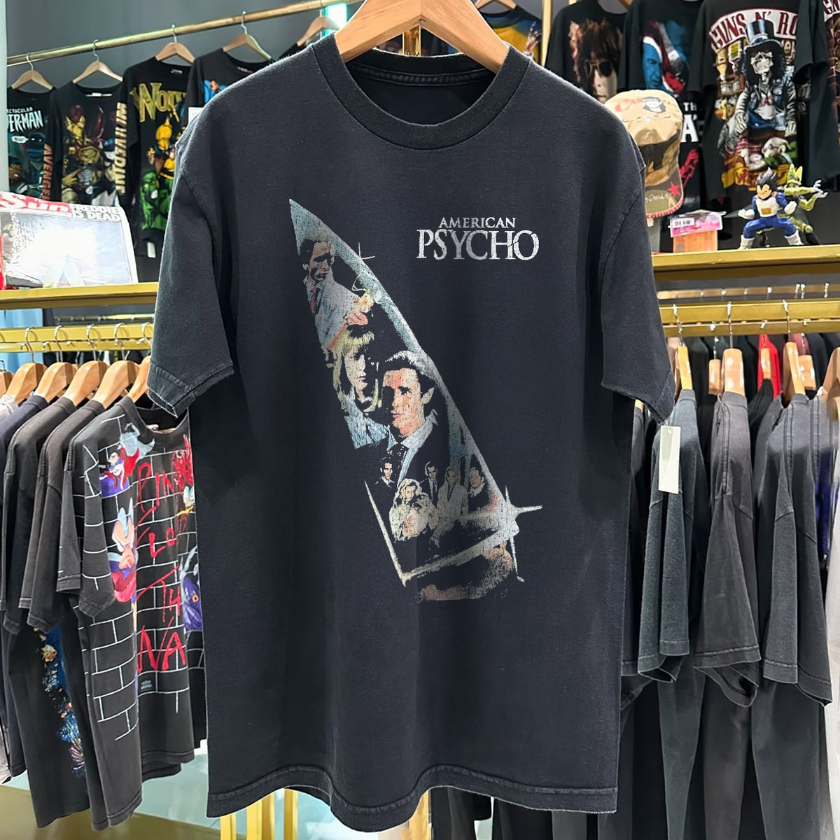 Y2K American Psycho Promo Rare Grail Washed Black T-Shirt – Strike 