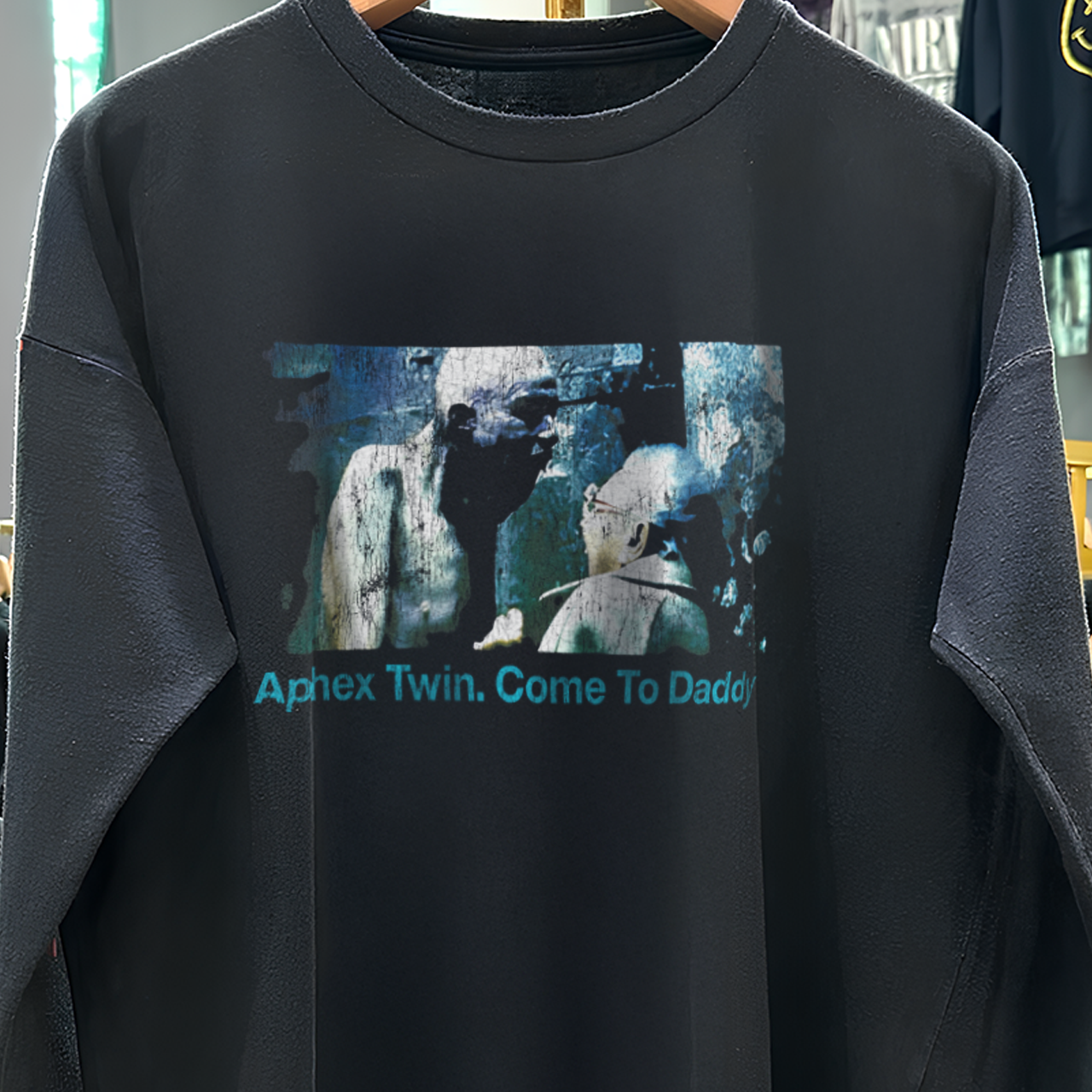 Aphex Twin. Come To Daddy Longsleeve Vintage Washed Black T-Shirt Aphex Twin. Come To Daddy Longsleeve Vintage Washed Black T-Shirt