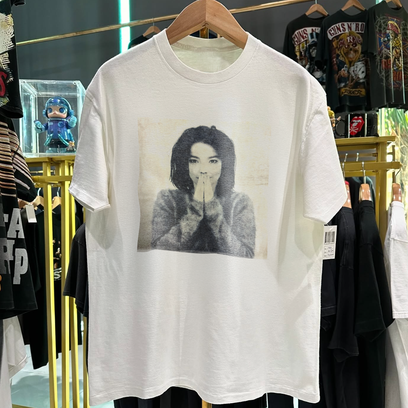 1993 BJ0RK DEBUT GRAIL RARE WASHED WHITE T-SHIRT