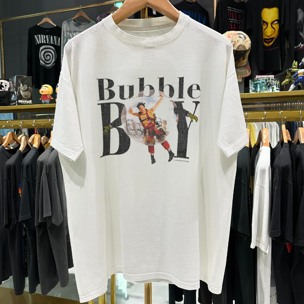 LIFES AN ADVENTURE DONT BLOW IT 2001 BUBBLE BOY PROMO VINTAGE WASHED WHITE T-SHIRT