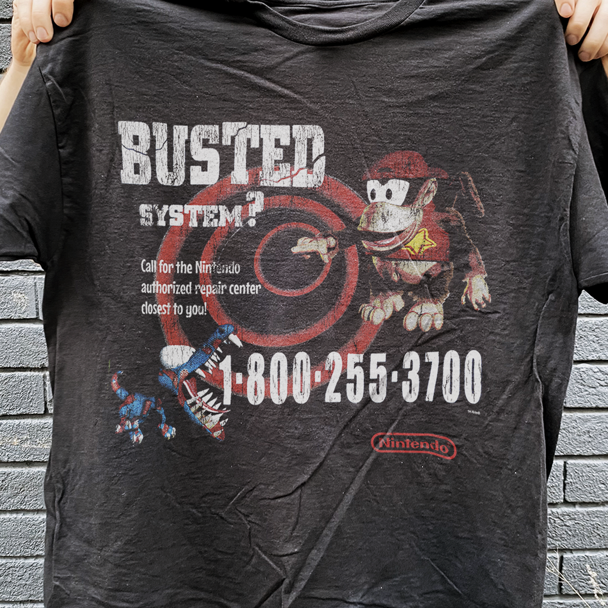 95 Nintendo Busted Systems Rare Employee Vintage Washed Black T 95 Nintendo Busted Systems Rare Employee Vintage Washed Black T