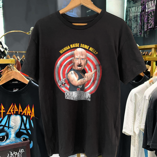 Wanna Raise Some Hell? Stone Cold Cdm Vintage Washed Black T-Shirt Wanna Raise Some Hell? Stone Cold Cdm Vintage Washed Black T-Shirt