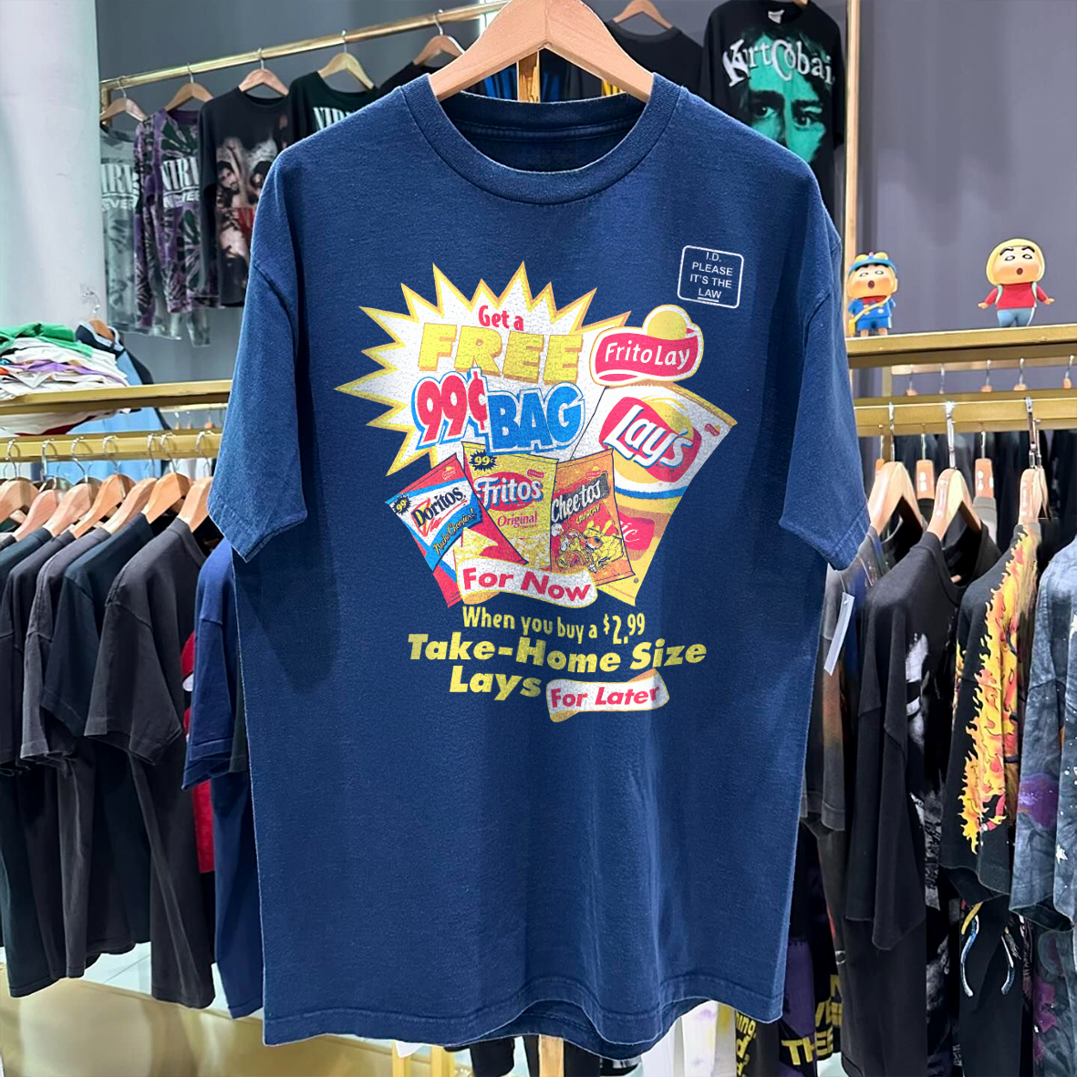 90s SNACK NOW, SNACK LATER LAYS PROMO RARE BLUE T-SHIRT