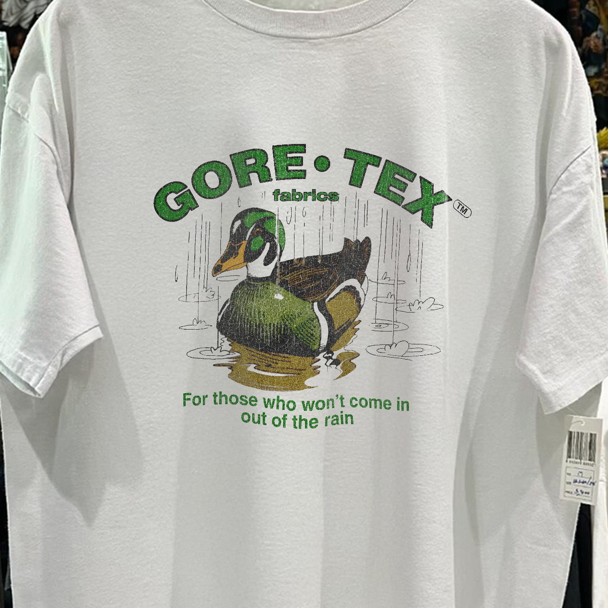 90s Gore-Tex Fabrics Promo Rare Washed White T-Shirt – Strike 90s Gore-Tex Fabrics Promo Rare Washed White T-Shirt – Strike
