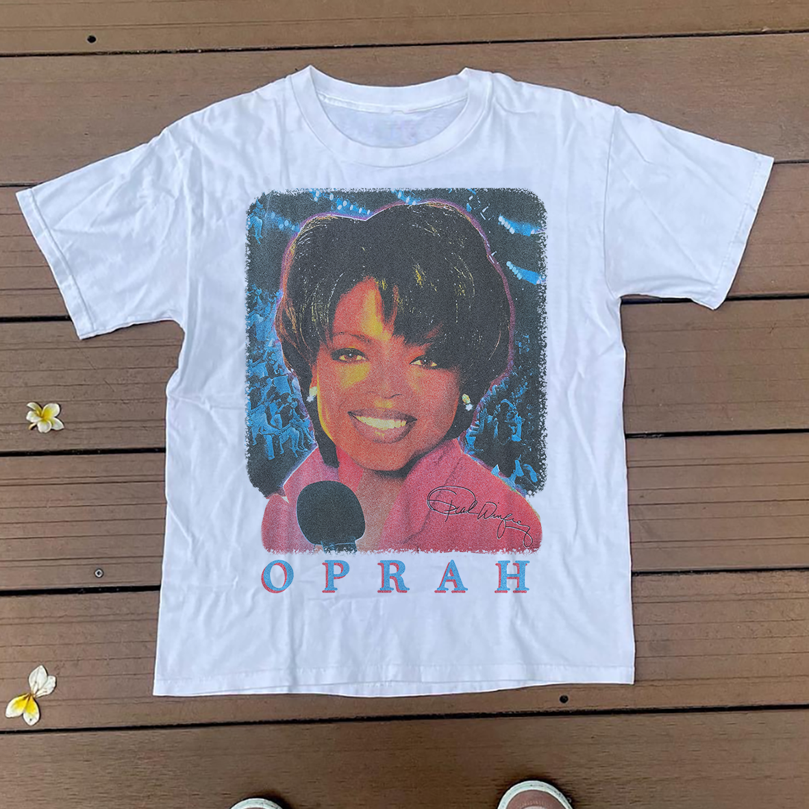 GET WITH THE PROGRAM! 90'S 0PRAH VINTAGE WASHED WHITE T-SHIRT