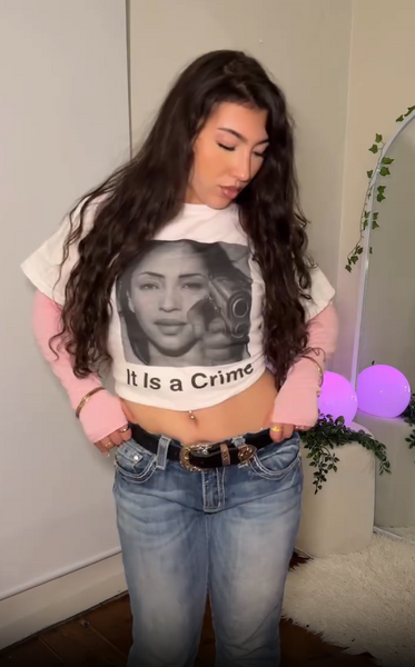 90s Sade Parody It Is a Crime Washed White Tee – Strike Anywhere