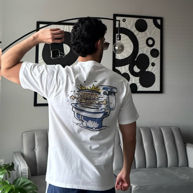 1990 Calvin and Hobbes Spin Cycle Washed White Tee