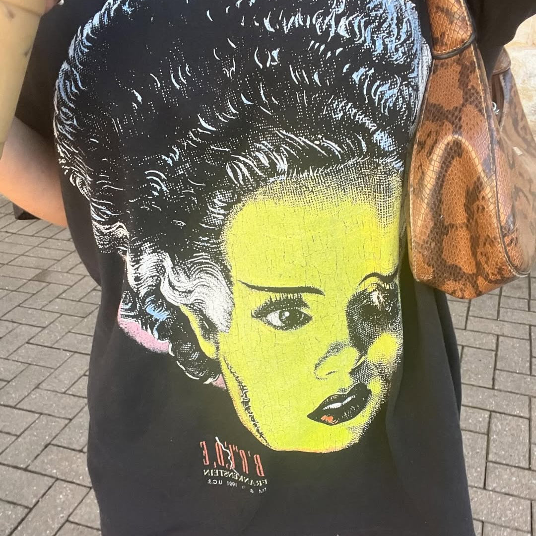 1991 The Bride 0F Frankenstein Rare Washed Black T-Shirt