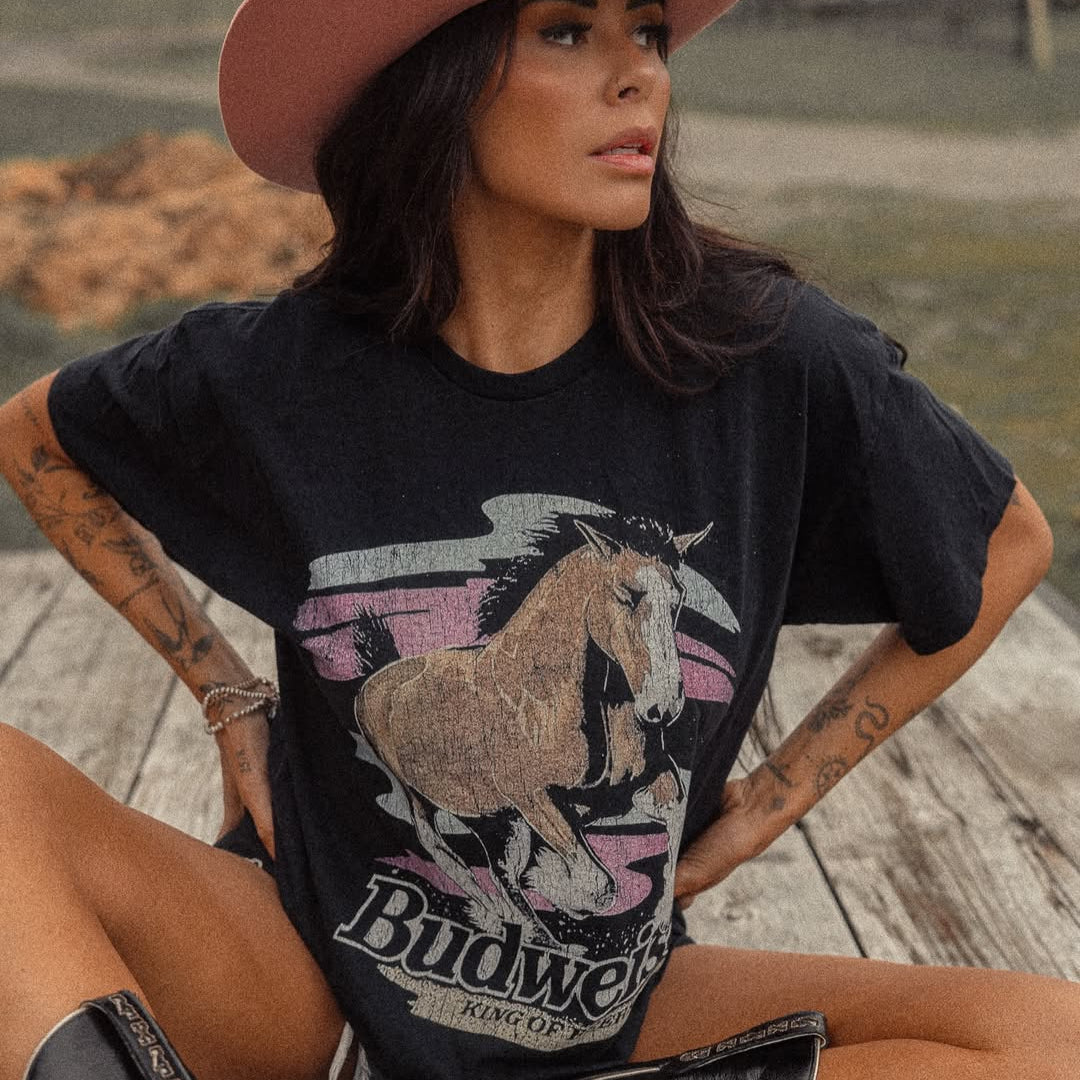 99 Stallion Vintage Washed Black T-Shirt – Strike Anywhere Vintage