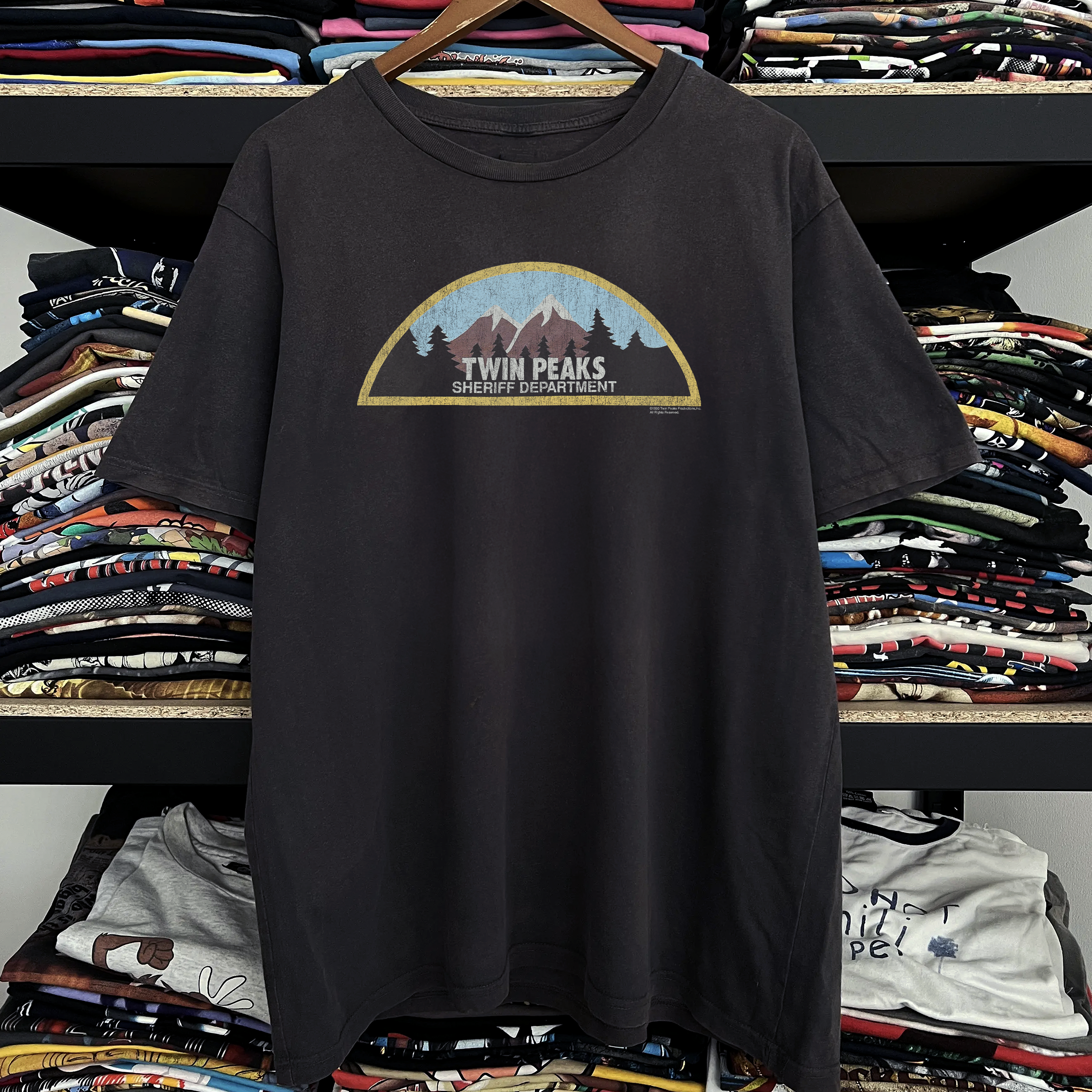 90s Twin Peaks Sheriff Department Washed Black Tee