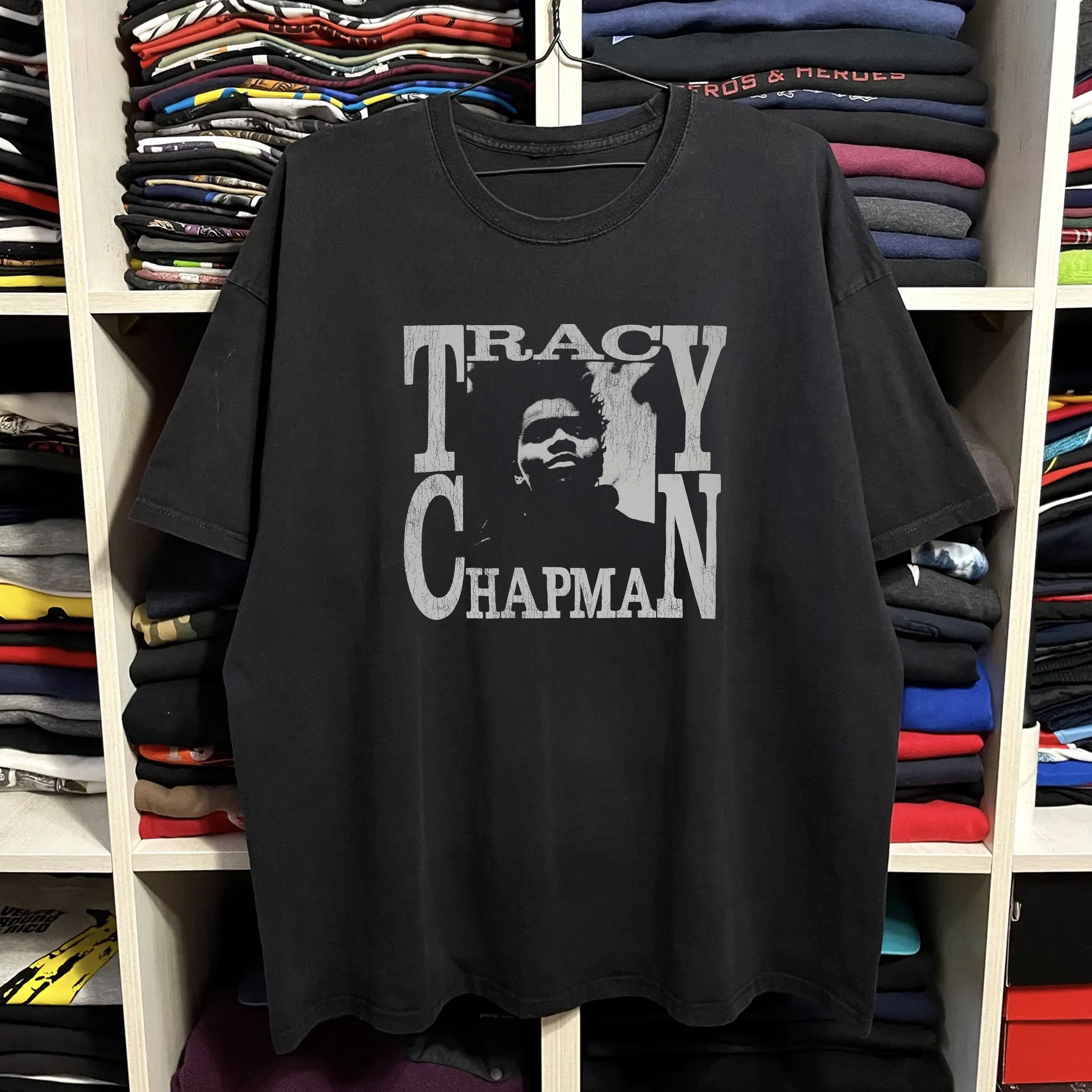 RARE TRACY CHAPMAN WASHED BLACK TEE