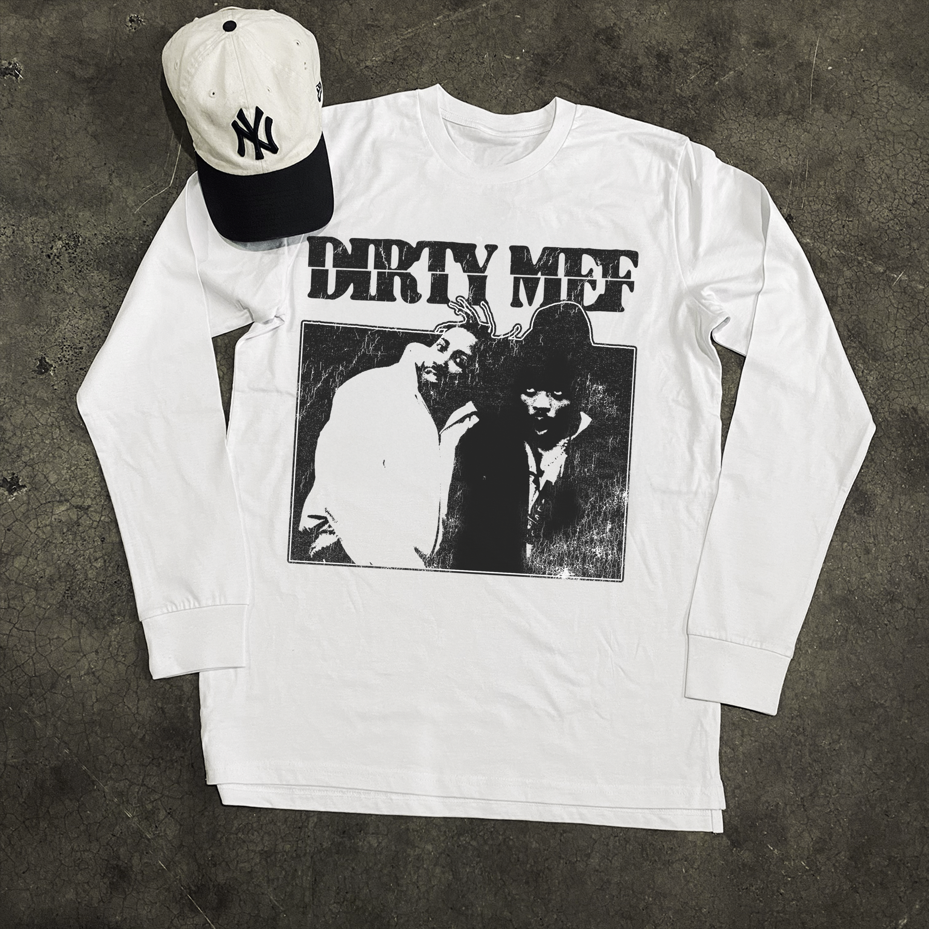 Dirty Mef Long Sleeve White Tee