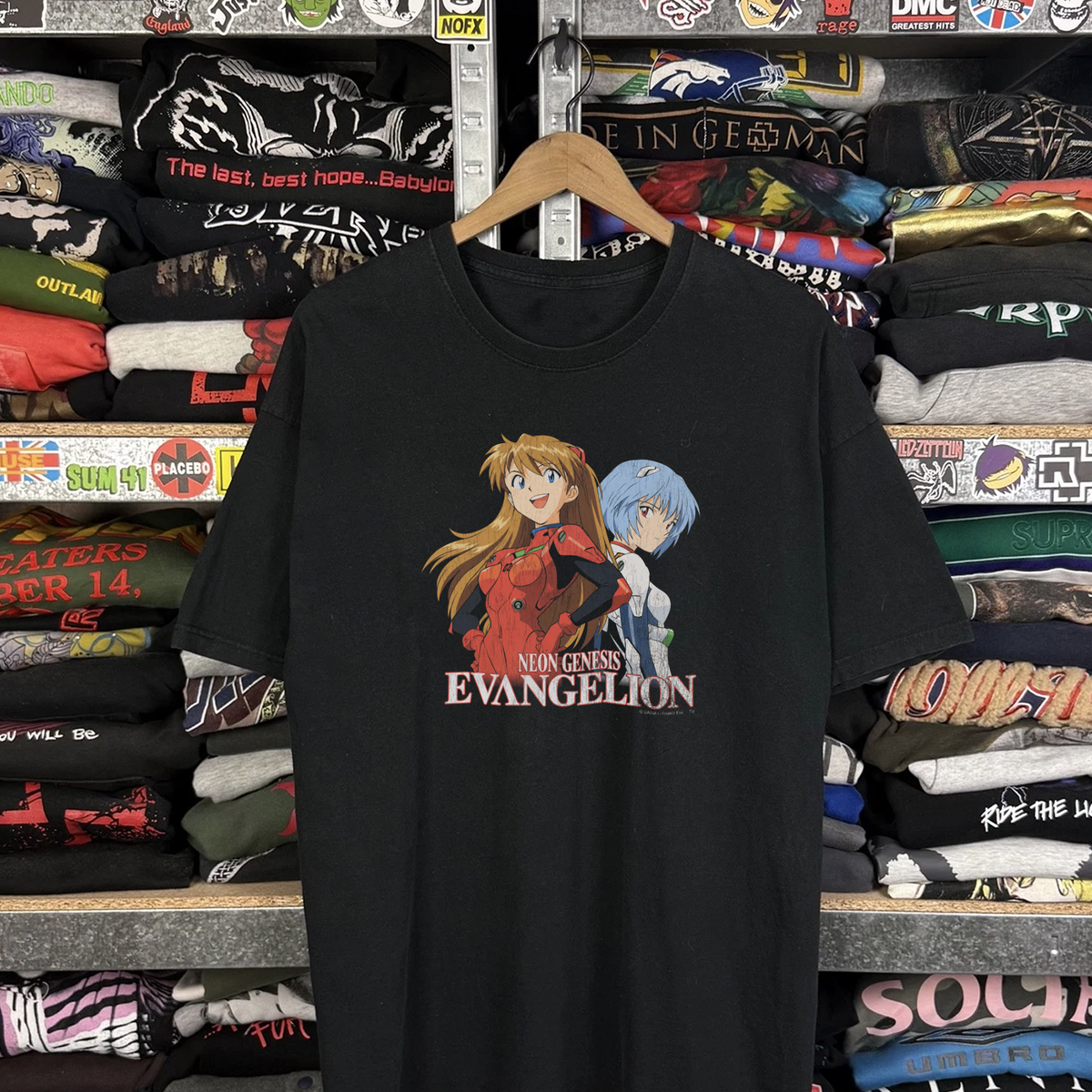 90s Evangelion Neon Genesis Washed Black Tee