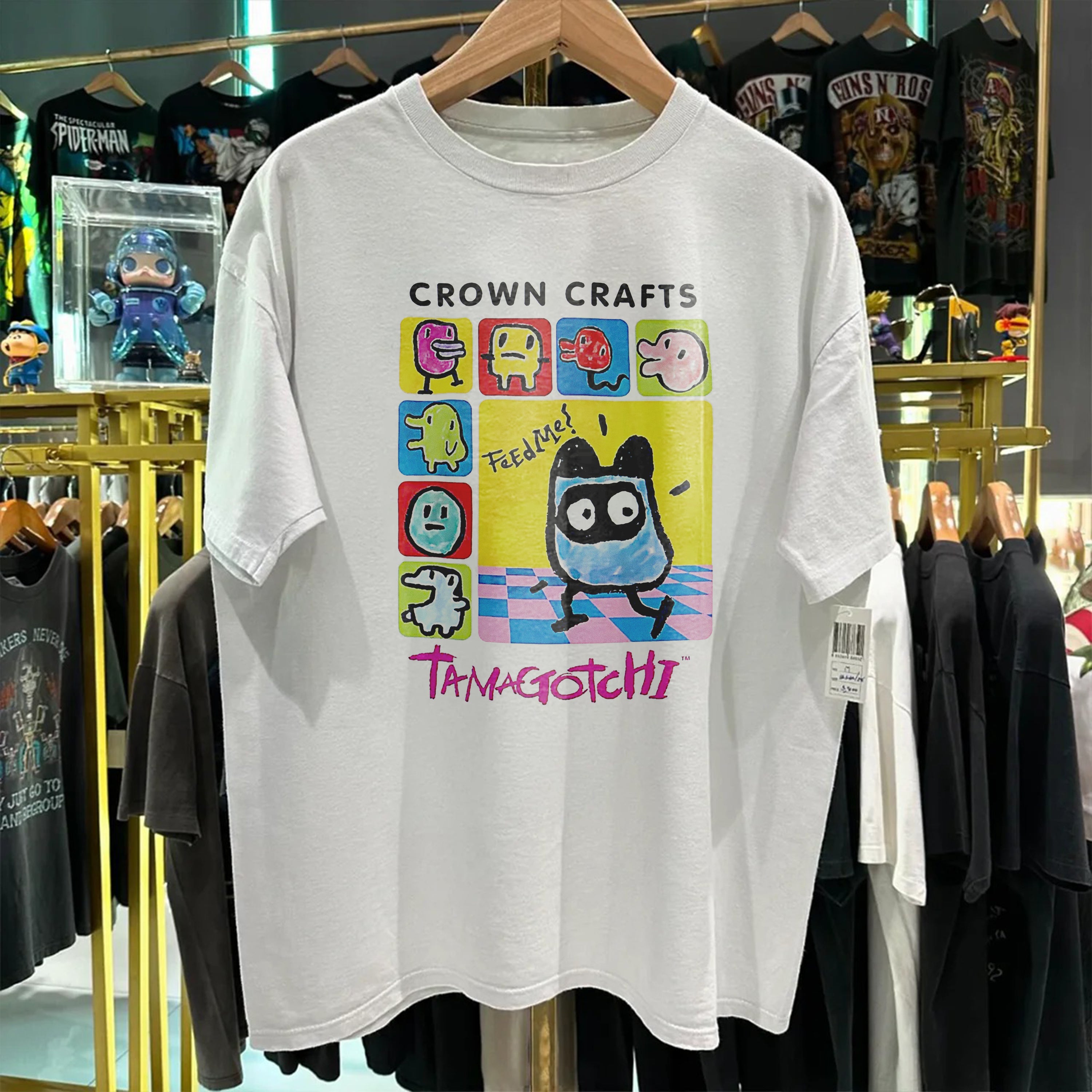 Tamagotchi Crown Craft Washed White Tee