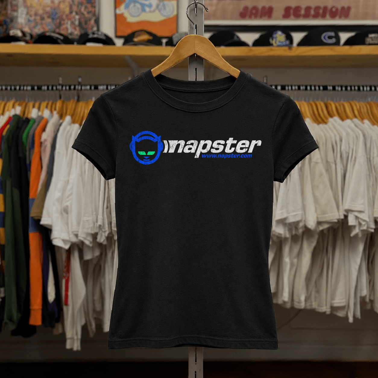1999 Napster 'Thanks For Sharing' Rare Womens Black Tee