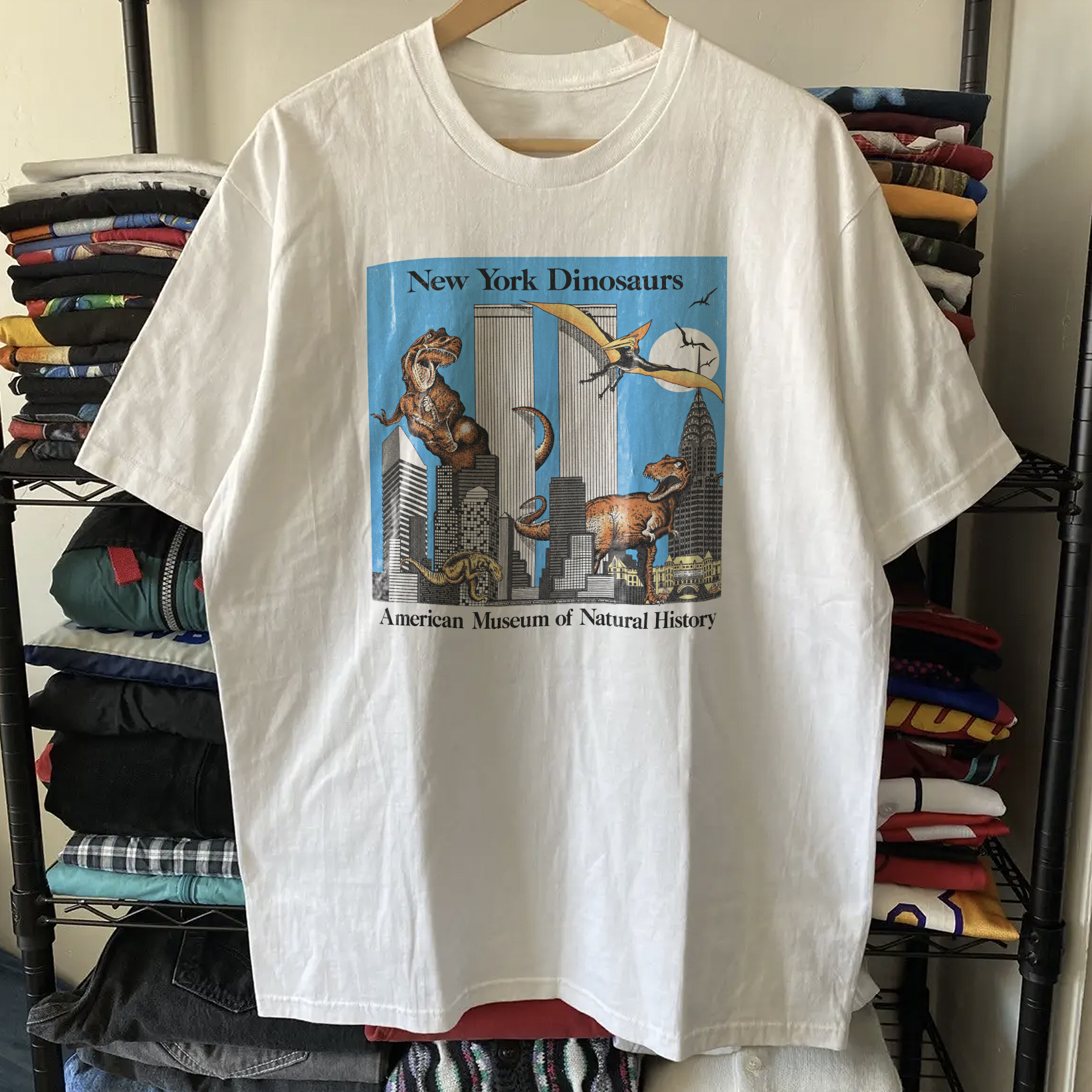 Rare New York Dinosaurs Washed White Tee