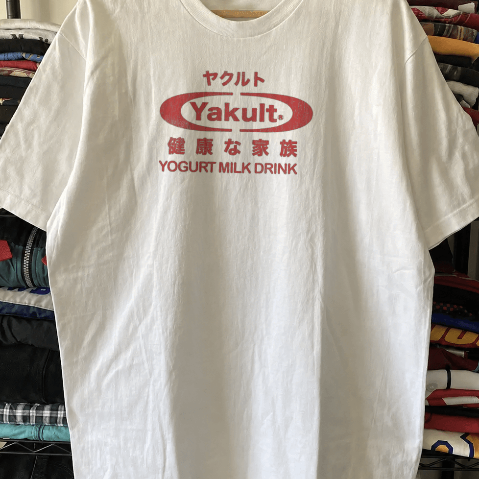 Yakult Milk Drink Vintage Washed White T-Shirt