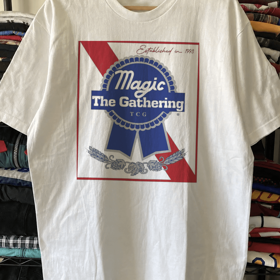 Magic the Gathering Pabst Parody Vintage Washed White T-Shirt