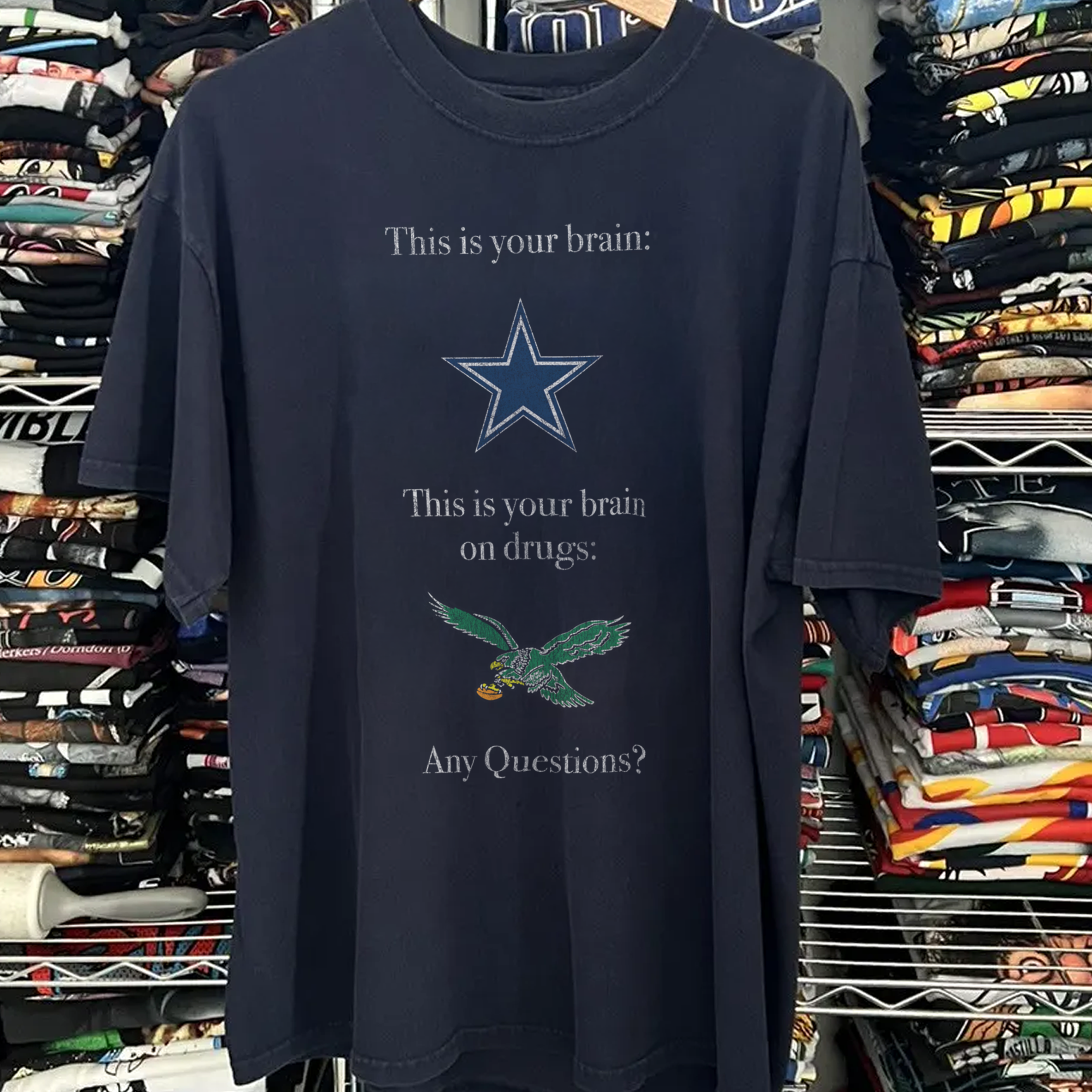90s Dallas This is Your Brain Washed Navy Tee